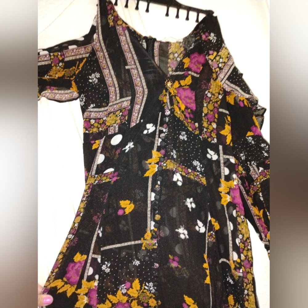 For Love And Lemons Sheer Multi-Floral Design Maxi Dress Size Small